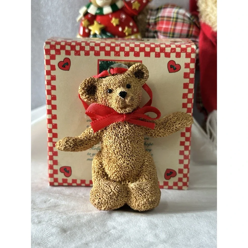 Kurt Adler Holly Bearies Teddy Bears Vintage Lot of 3 Bears One Modern Christmas